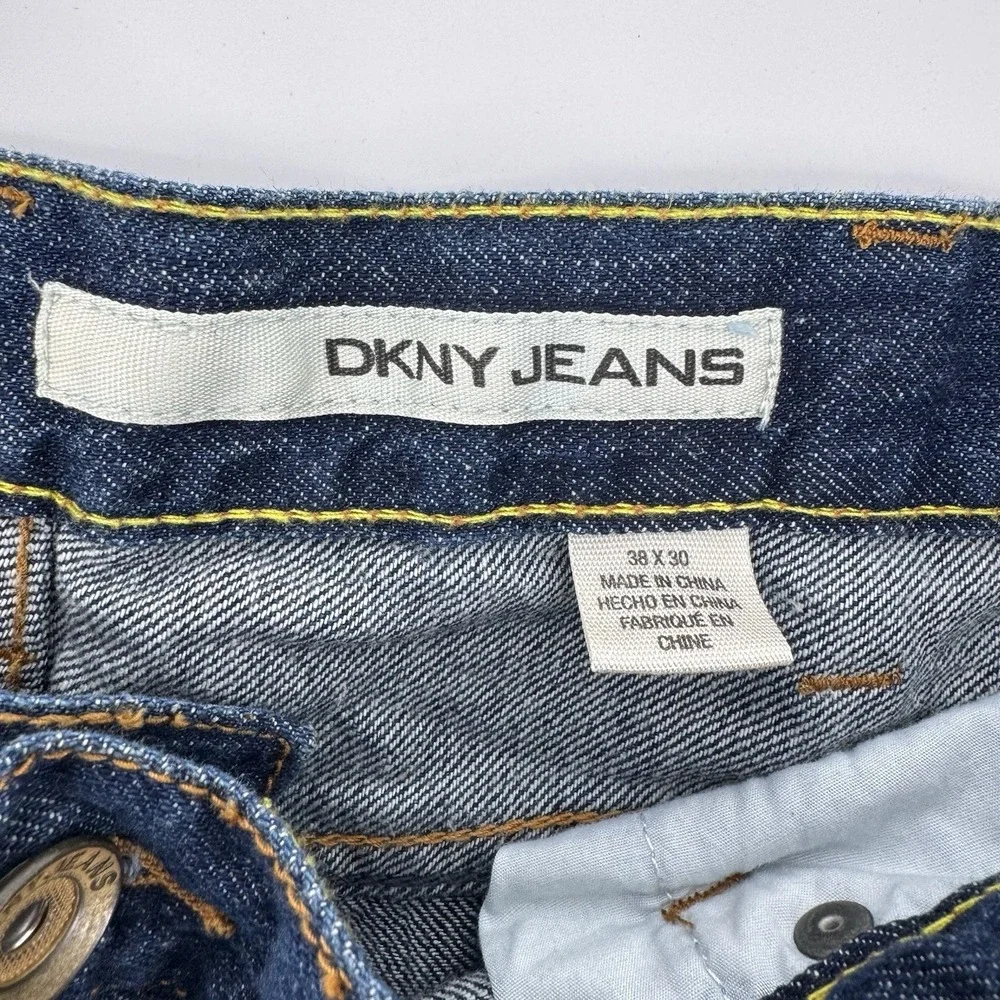 DKNY Jean Men's Size 38 x 30 Straight Fit Denim Pants‎ Dark Wash Blue Denim